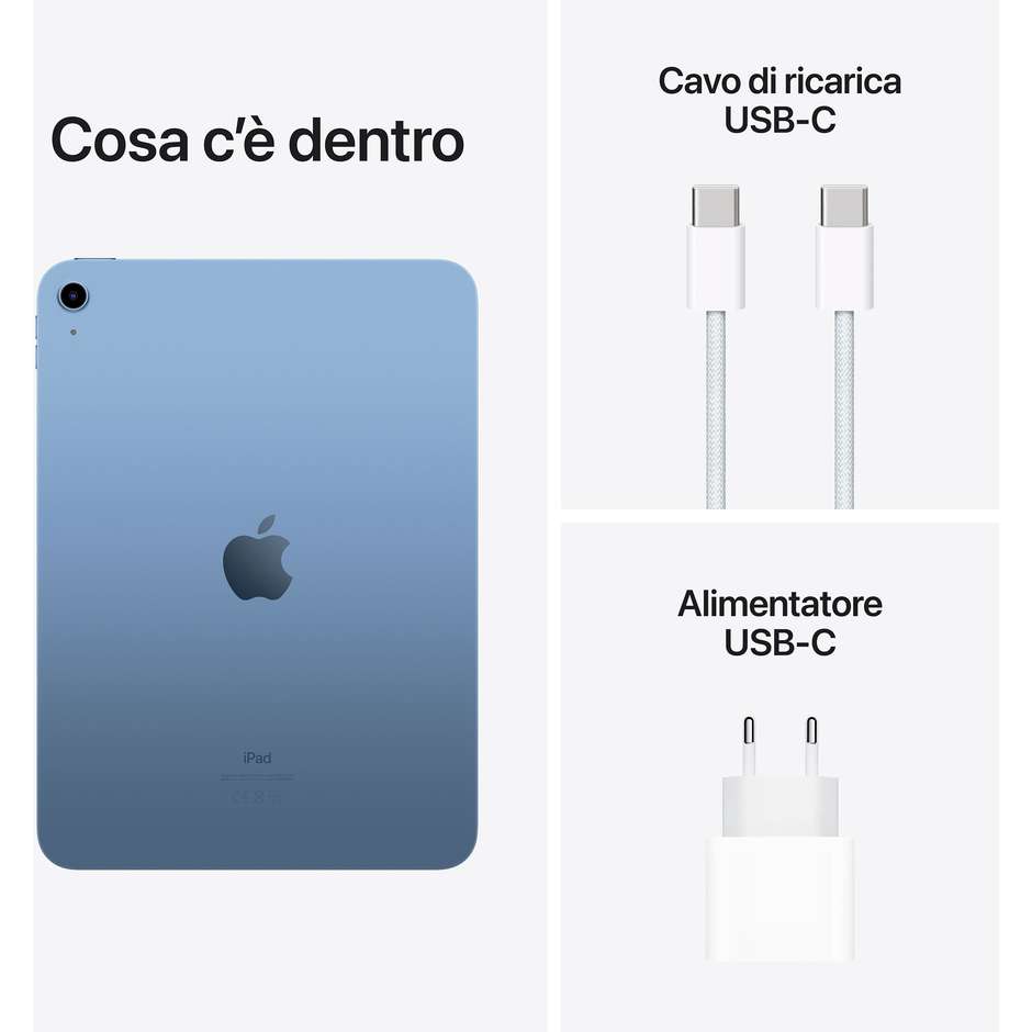 Apple iPad (10^gen.) Tablet 10,9" Wi-Fi Memoria 64 Gb iPadOS colore Blue